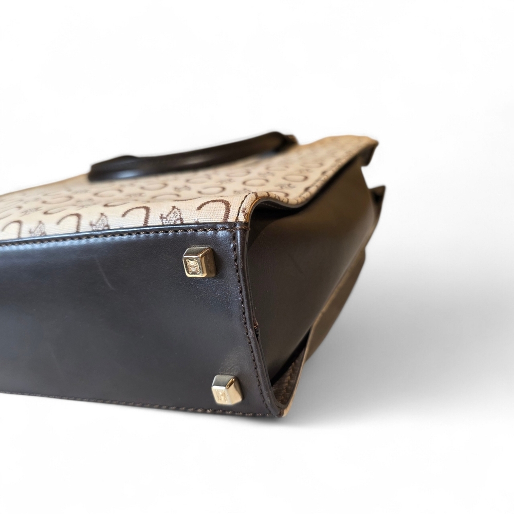 CELINE Triomphe Macadam Structured Tote Bag Cream White Monogram Canvas Vintage - Picture 7 of 12